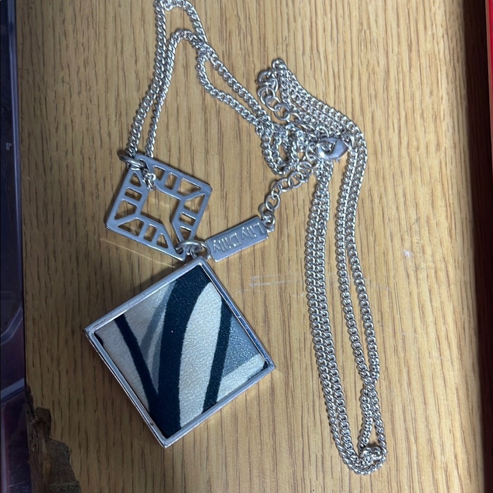 Modern Silver and Blue Geometric Necklace